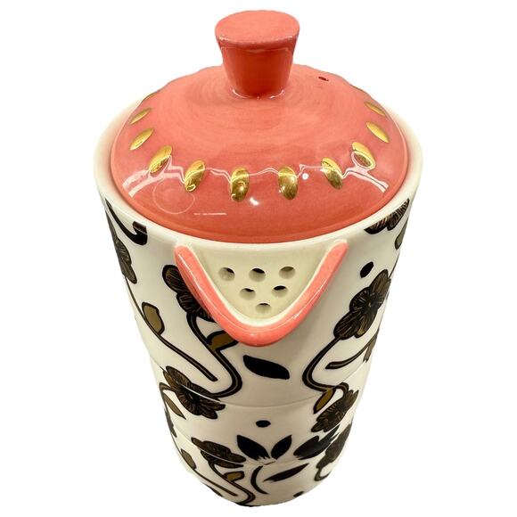 OLIVER BONAS ZOLOTO China Tea for Two Set Teapot & Cups – Gold Floral Design EUC - Picture 6 of 9